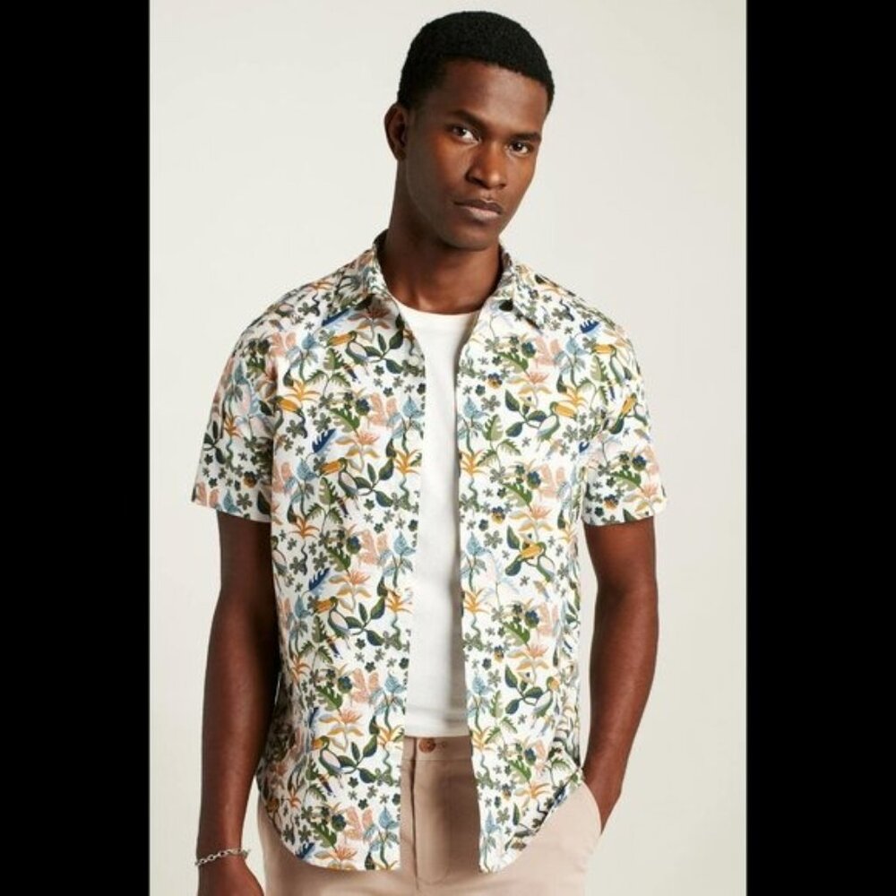 Bonobos Riviera Hawaiian Men's Shirt Floral Printed Silm Fit  XL 286164